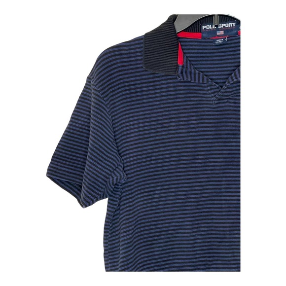 Ralph Lauren Polo Sport Shirt Short Sleeve Men Small Striped Blue Hi-Low Hem - Picture 3 of 8